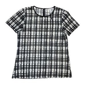 BCBGeneration Short-Sleeve Plaid Lace Top NWOT